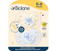 BIOLANE- Chupetes anatómicos animales- Chupetes extrafinos- 0 a 6 meses- Azul y Beige- Tetina plana y reversible- Comodidad óptima- Respeto al desarrollo bucal- Materiales renovables