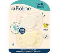 BIOLANE- Chupetes anatómicos - Chupetes extra finos- 6 a 18 meses- Amarillo y Beige- Tetina plana y reversible- Comodidad óptima- Respeto al desarrollo bucal- Materiales renovables