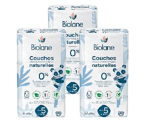 Biolane - Pañales Naturales Talla 5 - 12H - cero fugas - 40 unidades Pack de 3