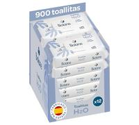 Biolane - Toallitas de agua H2O Bebé, 900 Toallitas (12 Paquetes de 75 Unidades), 99% Ingredientes Naturales, Fibras 100% Vegetales, Bebés y recién nacidos, Piel Sensible, Fabricadas en España