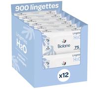 BIOLANE - Toallitas para bebé con agua, 900 toallitas - Lote de 12 x 75 - Limpieza suave y eficaz - Desde el nacimiento - Calidad francesa