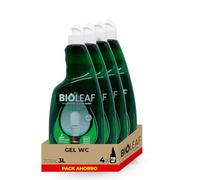 BIOLEAF - Gel WC Esencias Marinas Pack 4×750 ml (3 L) | Limpieza Profunda del Inodoro con Frescor Duradero | Gel Denso Sin Salpicaduras | Biodegradable y Dermatológicamente Testado