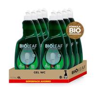 BIOLEAF - Gel WC Esencias Marinas Pack 8×750 ml (6 L) | Limpieza Profunda del Inodoro | Gel Denso Sin Salpicaduras | Frescor Duradero | Biodegradable y Dermatológicamente Testado