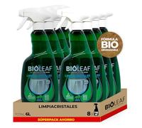 BIOLEAF - Limpiacristales Profesional Sin Huellas Pack 8×750 ml (6 L) | Cristales y Espejos Brillantes Sin Marcas | Secado Rápido | Fórmula Biodegradable |100% HECHO EN ESPAÑA