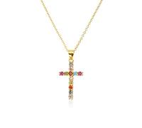 BIOLIVING Collar con Colgante De Cruz De Circón Transparente De Plata De Ley 925, Cadena Larga, Clip De Lujo, Gargantilla De Verano Punk Rock para Boda