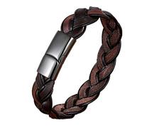 BIOLIVING Nueva Pulsera De Cuero Marrón Trenzada A La Moda, Joyería para Hombres, Cierre Magnético, Brazaletes con Abalorios, Pulsera para Hombres, Regalos