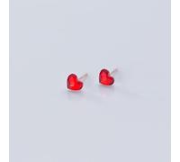 BIOLIVING Pendientes De Tuerca De Corazón De Amor De Circón Rojo Dulce De Plata De Ley 925 Auténtica para Mujer Regalo De Joyería De Plata De Ley