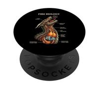 Biología del Fuego Dragón Nerd Anatomía Diagrama de Ciencias Míticas PopSockets PopGrip Adhesivo