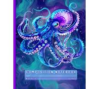 Bioluminescent Octopus Deep Sea Lined Book: Wide Ruled Composition Notebook with Neon Purple Kraken Ocean, Aesthetic Marine Animal Journal for Teens & Women