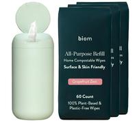 Biom Kit de iniciación de toallitas multiusos biodegradables, toallitas de limpieza recargables ecológicas, limpiador de superficies a base de plantas para el hogar y viajes, toallitas húmedas aptas