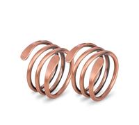 BioMag Juego de 2 anillos de cobre para mujer, anillos abiertos ajustables | Anillos de cobre macizo estilo tibetano