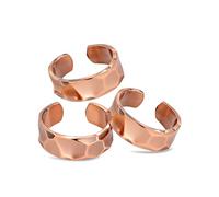 BioMag Juego de 3 anillos de cobre hechos a mano, 100% cobre puro sin tratar, anillos de meditación, juego de anillos de artesanía tibetana (estilo martillado para hombre)