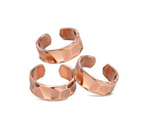 BioMag Juego de 3 anillos de cobre hechos a mano, 100% cobre puro sin tratar, anillos de meditación, juego de anillos de artesanía tibetana (estilo martillado para hombre)