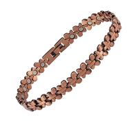 BioMag - Juego de pulsera y anillo magnético de cobre para mujer, pulsera de eslabones de cobre puro con imanes de 3800 Gauss y anillo de corazón ajustable, regalo de joyería, Medium, Cobre, No es una