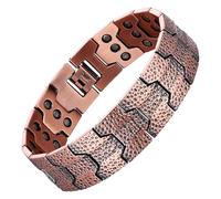 BioMag Pulsera magnética de cobre para hombre, 3 veces de fuerza del 99,99 % de cobre puro con potentes imanes de 3800 Gauss (diseño de patrón de martillo)