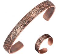 BioMag Set Pulsera y Anillo de Cobre Puro,Regalo Soñado | Pulsera de cobre puro 100/100 mujer martillado mano tibetana - para hombres y mujeres