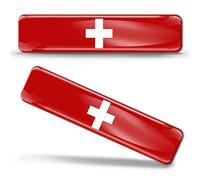 Biomar Labs® 2 pcs 3D Gel Pegatinas Bandera Nacional Suiza Swiss Switzerland Flag Thin Blue Line Silicona Adhesivo Autos Coches Motos Ciclomotores Bicicletas Ordenador Portátil F 23