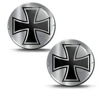 Biomar Labs® 2 x 3D Gel Pegatinas Silicona Iron Cross Cruz de Hierro Plata Stickers Adhesivo Autos Coches Motocicletas Ciclomotores Bicicletas Ordenador Portátil KS 189