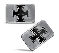 Biomar Labs® 2 x 3D Gel Pegatinas Silicona Iron Cross Cruz de Hierro Plata Stickers Adhesivo Autos Coches Motocicletas Ciclomotores Bicicletas Ordenador Portátil KS 192
