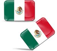 Biomar Labs® 2 x 3D Gel Pegatinas Siliconas Bandera Mexicana Nacional Mexico Stickers Mexican Flag MX Adhesivos Auto Coche Moto Ciclomotores Bicicleta Ordenador Portátil F 120