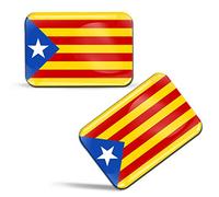 Biomar Labs® 2 x 3D Gel Pegatinas Siliconas Comunidad de España Cataluña Bandera Independentista Catalana Estelada Blava Español Stickers Spain Catalunya Flag Adhesivos Auto Coche Moto Ordenador F 91