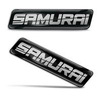 Biomar Labs 2 x 3D Gel Silicona Pegatinas de Pegatinas para Parachoques Emblemas Insignias Tuning para Coche Motocicleta Casco Bicicleta Negro Plata Samurai KS 132