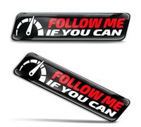 Biomar Labs 2 x 3D Gel Silicona Pegatinas de Pegatinas para Parachoques Emblemas Insignias Tuning para Coche Motocicleta Casco Bicicleta Negro Rojo Blanco Sígueme si Puedes KS 131