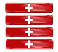 Biomar Labs® 4 pcs 3D Gel Pegatinas Bandera Nacional Suiza Swiss Switzerland Flag Thin Blue Line Silicona Adhesivo Autos Coches Motos Ciclomotores Bicicletas Ordenador Portátil F 23