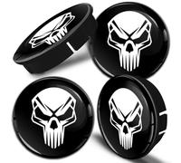 Biomar Labs® 4 Tapas universales de plástico para Llantas de 60 mm, diseño de Calavera, Color Blanco C 2