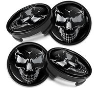 Biomar Labs 4 x 54 mm Tapas de Ruedas Compatible con Ford Tapacubos de Centro Llantas Aluminio Calavera CF 29