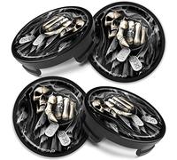 Biomar Labs 4 x 54 mm Tapas de Ruedas Compatible con Ford Tapacubos de Centro Llantas Aluminio Calavera CF 17