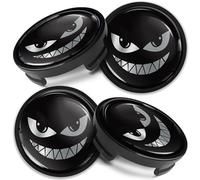 Biomar Labs 4 x 54 mm Tapas de Ruedas Compatible con Ford Tapacubos de Centro Llantas Aluminio Negro Plata CF 64