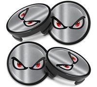 Biomar Labs 4 x 54 mm Tapas de Ruedas Compatible con Ford Tapacubos de Centro Llantas Aluminio Plata Negro CF 7