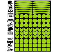 Biomar Labs 84 unids alta visibilidad advertencia pegatinas reflectantes kit calcomanías neón verde amarillo reflector alta visibilidad de seguridad nocturna universal auto adhesivo D 51 verde