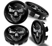 Biomar Labs Compatible con BMW Tapacubos de Centro de Ruedas, un Conjunto Tapas para Llantas de 4 Piezas 68 mm Negro Plata Calavera CB 48