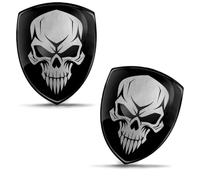 Biomar Labs KS 11 - 2 pegatinas 3D de gel de silicona para coche, moto, bicicleta, calavera, negro y plateado
