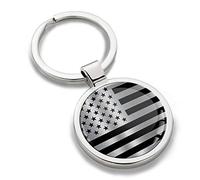 Biomar Labs® Llavero con Caja de Regalo Bandera Nacional Americana EE.UU United States USA Negro Plata de Metal en 3D para Hombres y Mujeres KK 278