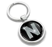 Biomar Labs® Llavero de Metal con Iniciales Personalizadas del Alfabeto A-Z en 3D, Plata para Hombres y Mujeres, Regalo de la Letra N, KK 14