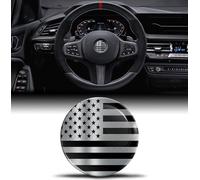 Biomar Labs Pegatinas de silicona 3D compatibles con BMW 36131181082 Emblema Volante 45 mm Placa Accesorios Piezas Decals Volante Decoración Bandera Estados Unidos Plata V 23