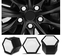 Biomar Labs Tapas de tuercas de rueda Tapones de bloqueo Universal 17mm Blanco Negro Brillo NB 5
