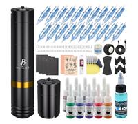 Biomaser Wireless machine Inalámbrica Rotativo Batería Máquina Kit Kit de Maquillaje Máquina con 2 pcs Batería de 1500mAh kit completo con 20 Agujas 10 Botellas de Tinta Para principiantes
