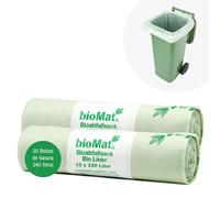 bioMat Bolsas de Basura 240l Compostables, 20 Sacos para Contenedor de Basura, Neutralidad Climática, Fabricado en Alemania