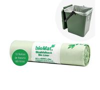 bioMat Bolsas de Basura 60 litros Compostables, 10 Bolsas para Cubo de Basura Orgánica y Residuos, Neutralidad Climática, Fabricado en Alemania