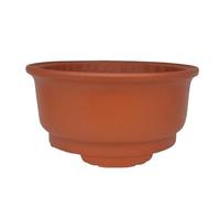 BIOMATA Maceta Bonsai Ceramica para Shohin 13x13x6,5 cm | Maceta Redonda Gres Roja | Maceta para Bonsai Resistente a Cualquier Clima | Tiesto Ceramica con Drenaje Base Plana