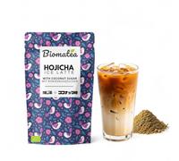 Biomatea Polvo orgánico Hojicha Latte de Japón - con azúcar de flor de coco - 100 g - Té helado o latte vegano - para preparación caliente y fría, polvo de leche helado premium Hojicha