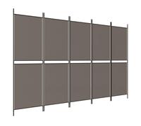 Biombo antracita 250 x 200 cm - 5 piezas plegable con marco de hierro estable, translúcido y versátil (salón, dormitorio, oficina, protección solar de ventana)