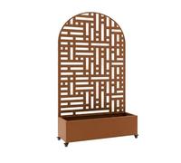 Biombo bernalda con jardinera diseño arco redondeado acero 190x120x38cm - marrón [casa.pro]