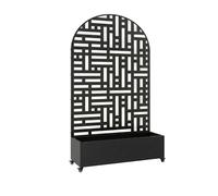 Biombo bernalda con jardinera diseño arco redondeado acero 190x120x38cm - negro [casa.pro]