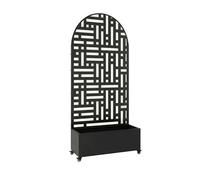 Biombo bernalda con jardinera diseño arco redondeado acero 190x82x38cm - negro [casa.pro]