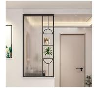 Biombo Con Estante De Almacenamiento, Paneles Vidrio Reforzado, Partición De Privacidad Con Marco De Acero Inoxidable, Mampara Encimera Baño De Restaurante Hotel(Black-A,40x100CM/15.7x39.3”)